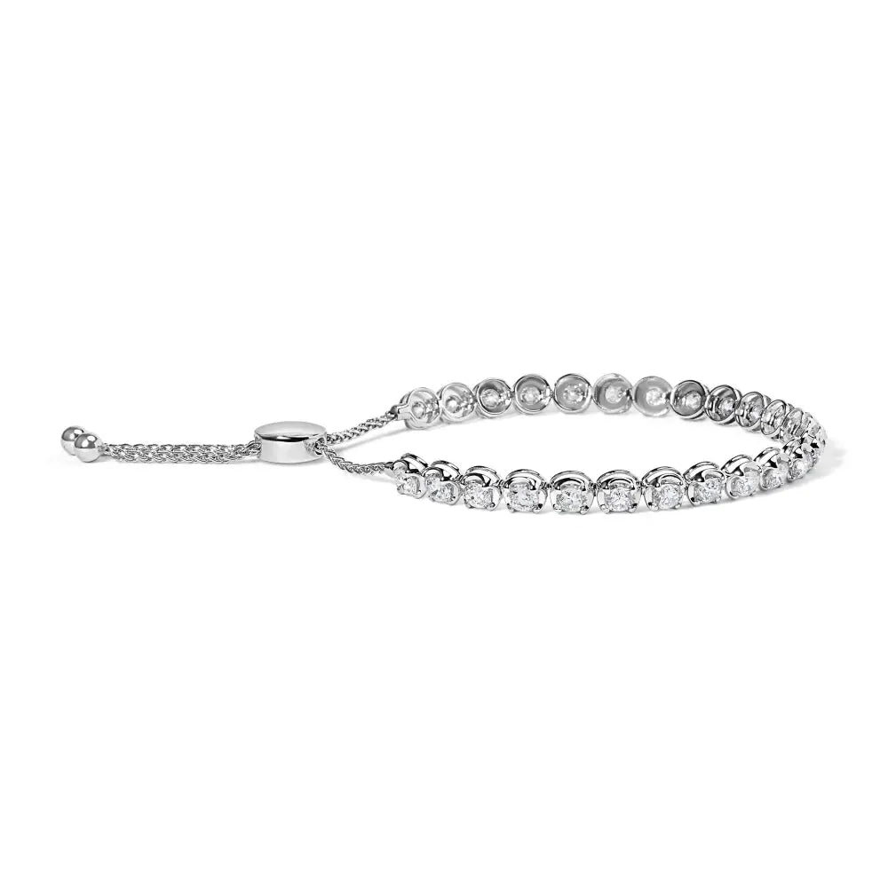 14k White Gold 6.00 Cttw Diamond 4”-10” Adjustable Bolo Tennis Bracelet (i-j Color I1-i2 Clarity) - Fine Jewelry