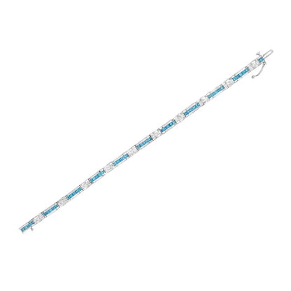 14k White Gold 6 1/3 Cttw and Treated Blue Diamond Tennis Bracelet (h-i Color Si1-si2 Clarity) - 7.25’’ - Fine