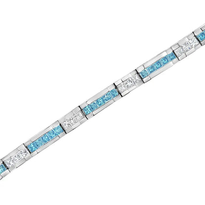 14k White Gold 6 1/3 Cttw and Treated Blue Diamond Tennis Bracelet (h-i Color Si1-si2 Clarity) - 7.25’’ - Fine