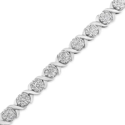 14k White Gold 6-1/3 Cttw Round Brilliant-cut Diamond Cluster & X-link 7’’ Tennis Bracelet (i-j Color Si2-i1