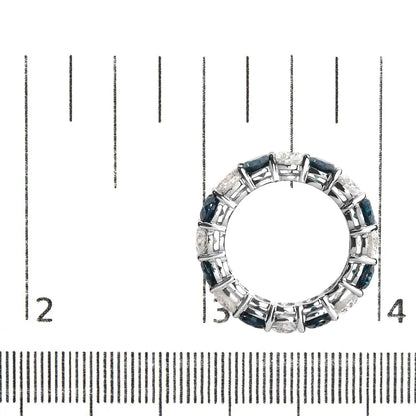 14k White Gold 6 1/4 Cttw Alternating Lab-grown and Natural Treated Blue Diamond Eternity Band Ring (f-g Color Vs1-vs2