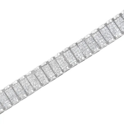 14k White Gold 7-1/10 Cttw Princess Cut Diamond 7’’ Rectangular Invisible Set Grid Tennis Bracelet (h-i Color