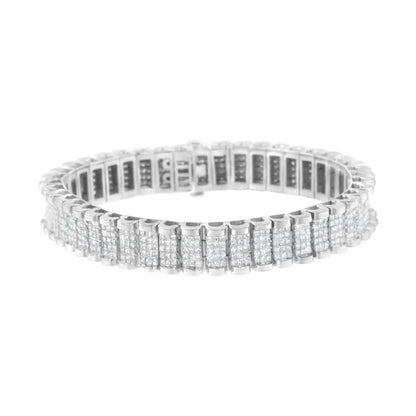 14k White Gold 7-1/10 Cttw Princess Cut Diamond 7’’ Rectangular Invisible Set Grid Tennis Bracelet (h-i Color