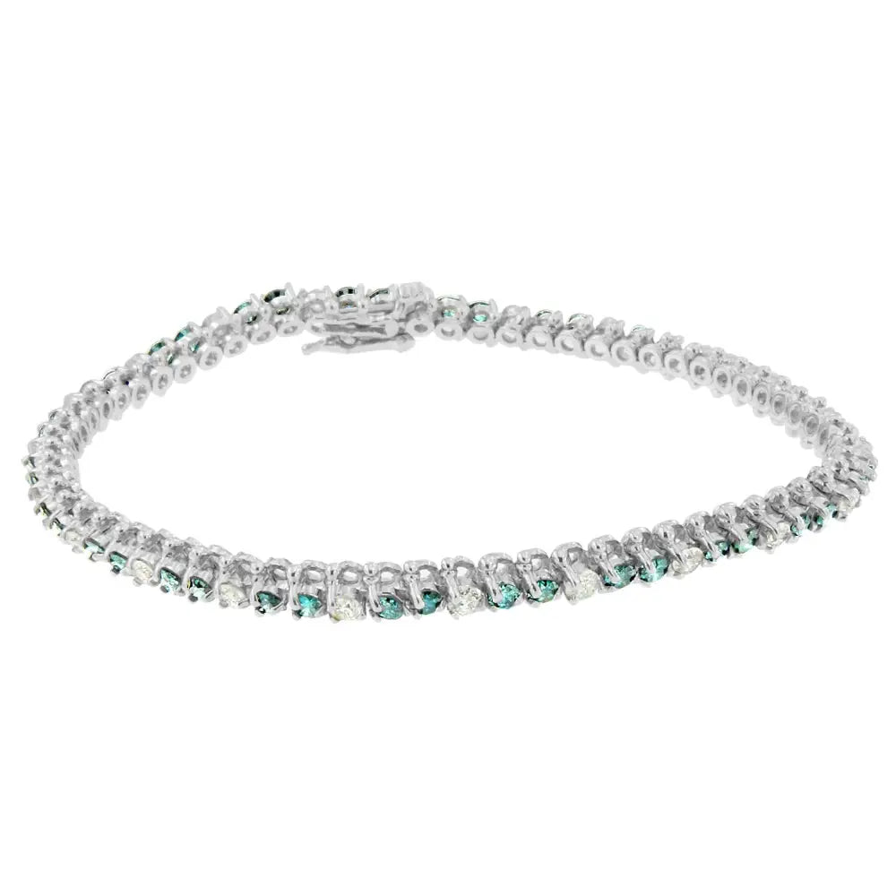 14k White Gold and Treated Blue Diamond Bracelet (4 5/8 Cttw H-i Color I1-i2 Clarity) - Fine Jewelry us Direct