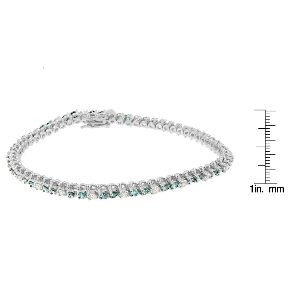 14k White Gold and Treated Blue Diamond Bracelet (4 5/8 Cttw H-i Color I1-i2 Clarity) - Fine Jewelry us Direct