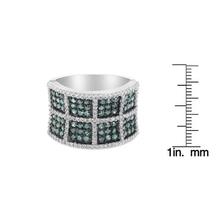 14k White Gold and Treated Blue Diamond Cocktail Ring (1 1/2 Cttw H-i Color I1-i2 Clarity) - Fine Jewelry us Direct