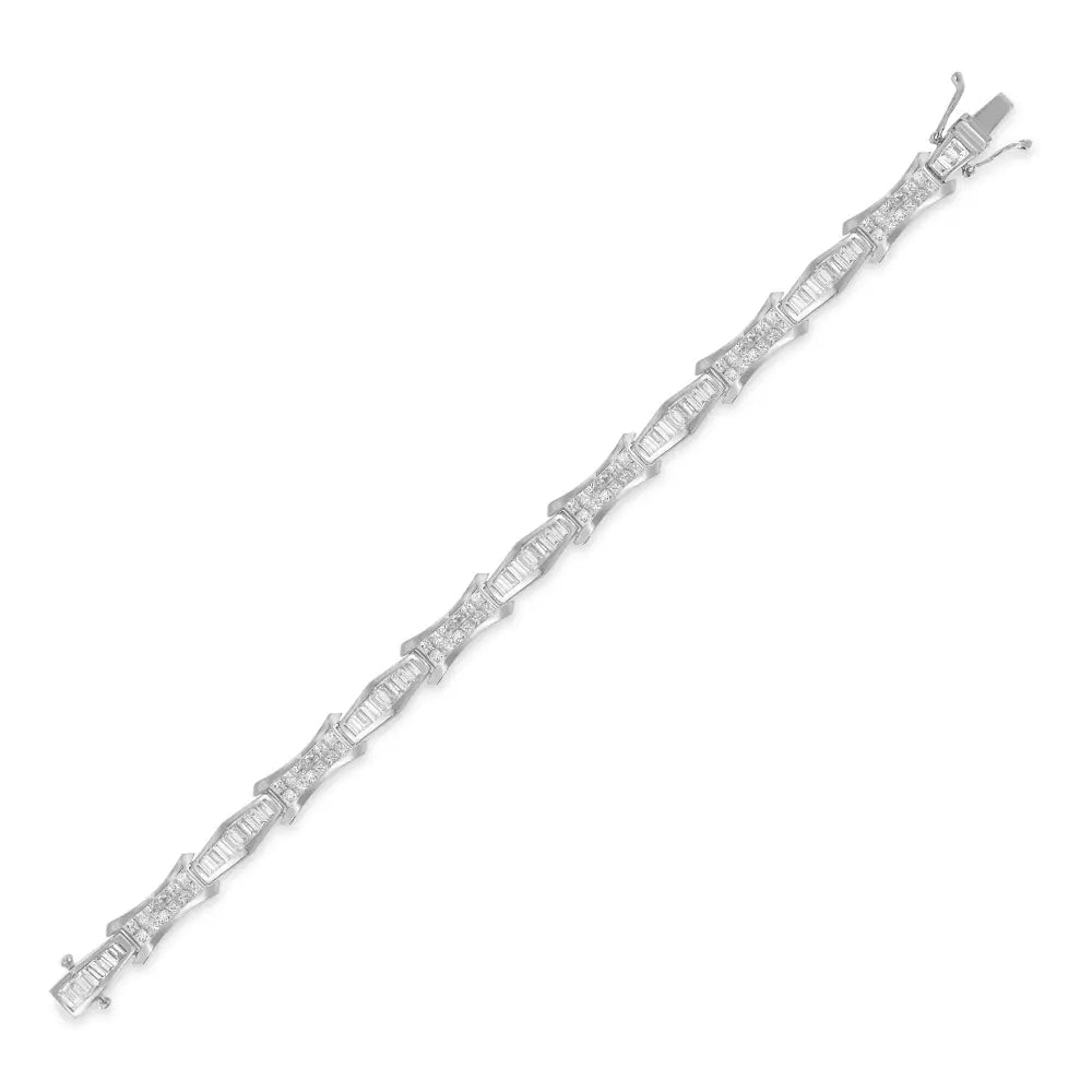 14k White Gold Baguette and Princess Cut Diamond Bracelet (8.09 Cttw H-i Color Si1-si2 Clarity) - Fine Jewelry us Direct