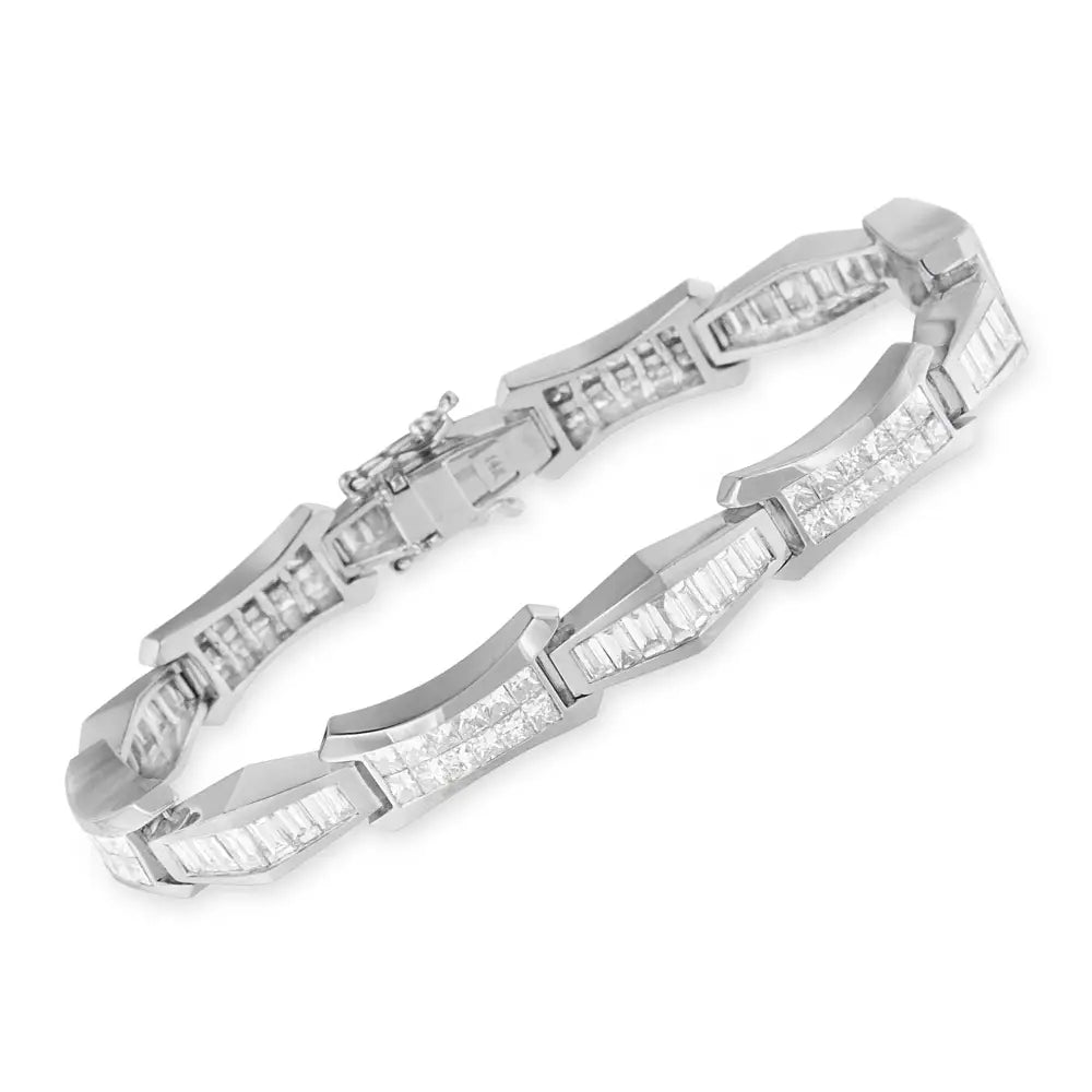 14k White Gold Baguette and Princess Cut Diamond Bracelet (8.09 Cttw H-i Color Si1-si2 Clarity) - Fine Jewelry us Direct