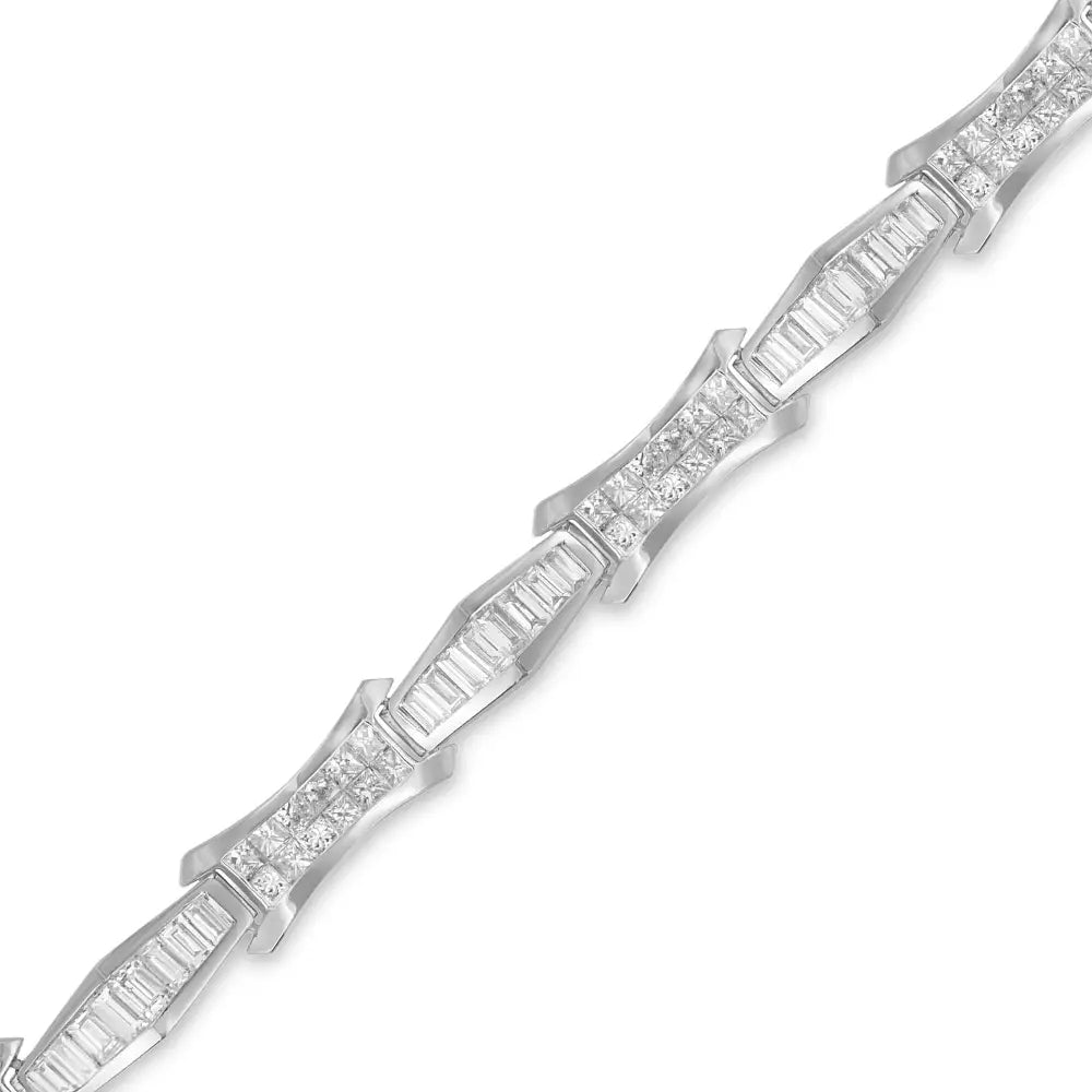 14k White Gold Baguette and Princess Cut Diamond Bracelet (8.09 Cttw H-i Color Si1-si2 Clarity) - Fine Jewelry us Direct