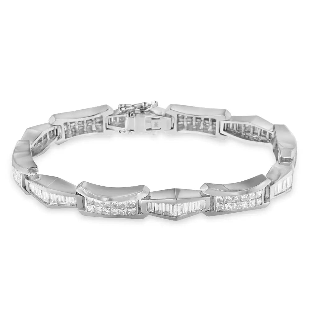 14k White Gold Baguette and Princess Cut Diamond Bracelet (8.09 Cttw H-i Color Si1-si2 Clarity) - Fine Jewelry us Direct