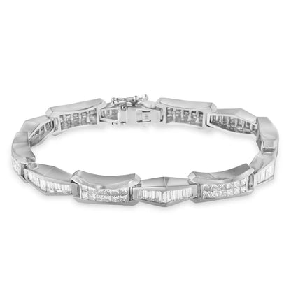 14k White Gold Baguette and Princess Cut Diamond Bracelet (8.09 Cttw H-i Color Si1-si2 Clarity) - Fine Jewelry us Direct