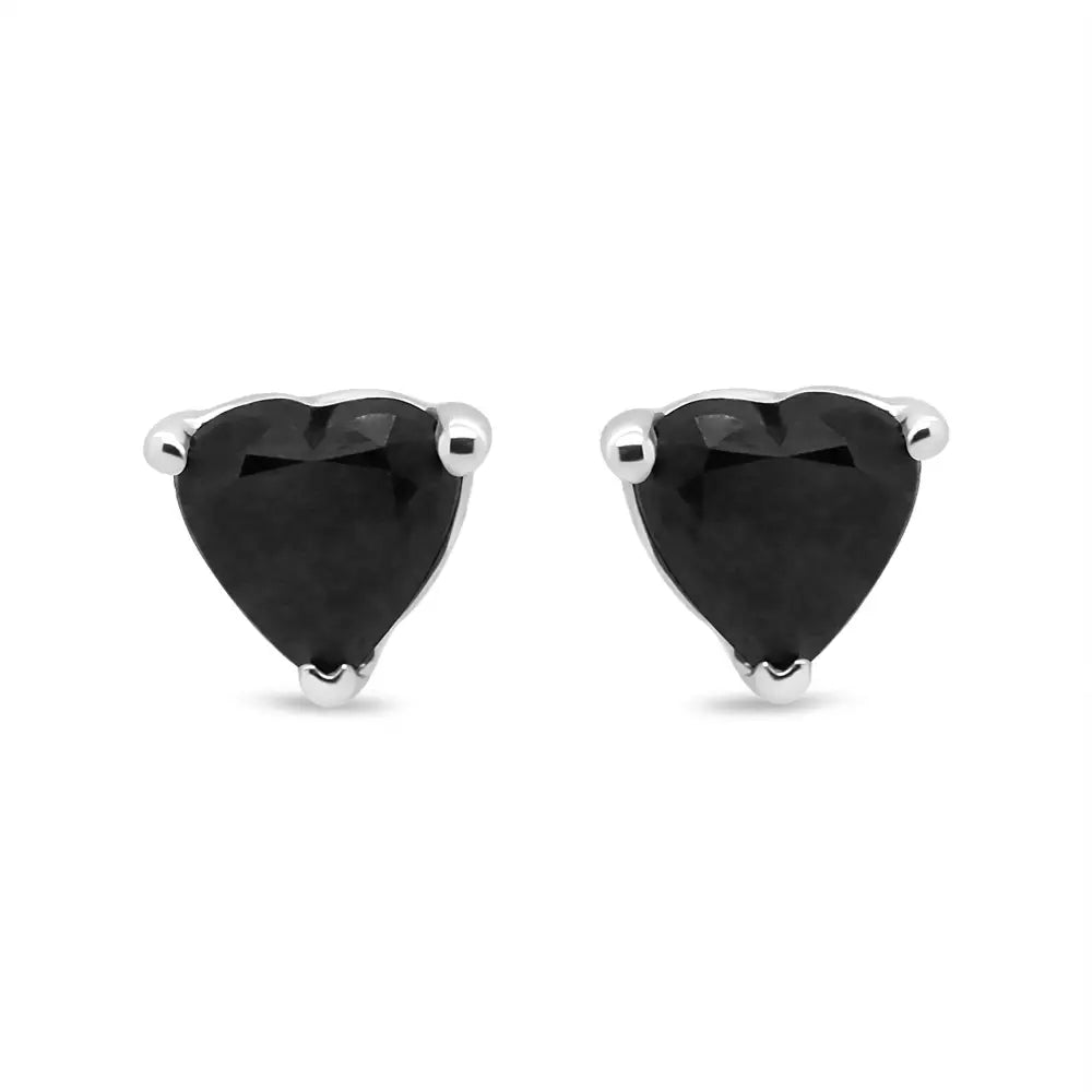 14k White Gold Black Heart Shaped Diamond Solitaire Stud Earrings (black Color I1-i2 Clarity) - Fine Jewelry us Direct