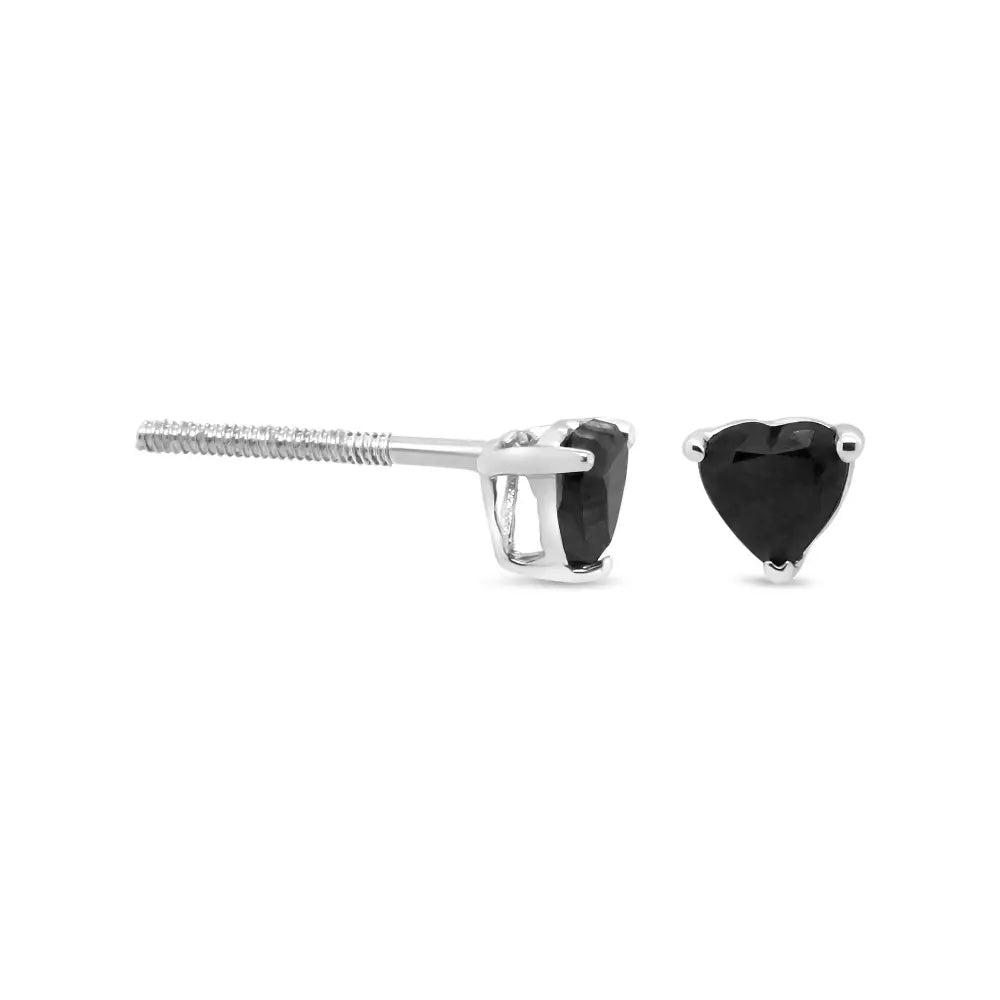 14k White Gold Black Heart Shaped Diamond Solitaire Stud Earrings (black Color I1-i2 Clarity) - Fine Jewelry us Direct