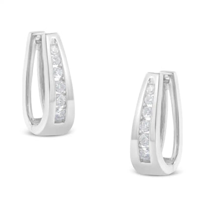 14k White Gold Channel-set Brilliant Round-cut Diamond Hoop Earrings (i-j Color I2-i3 Clarity) - Fine Jewelry us Direct