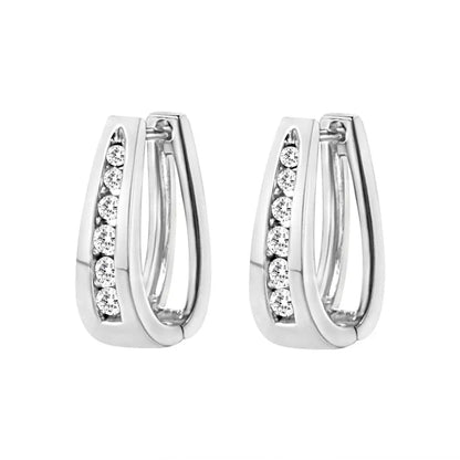 14k White Gold Channel-set Brilliant Round-cut Diamond Hoop Earrings (i-j Color I2-i3 Clarity) - Fine Jewelry us Direct