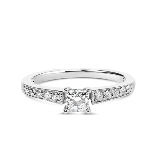 14k White Gold Diamond 1/2 Cttw Princess Cut Engagement Ring (g-h Color Vs2-si1 Clarity) - Size 7 - Fine Jewelry