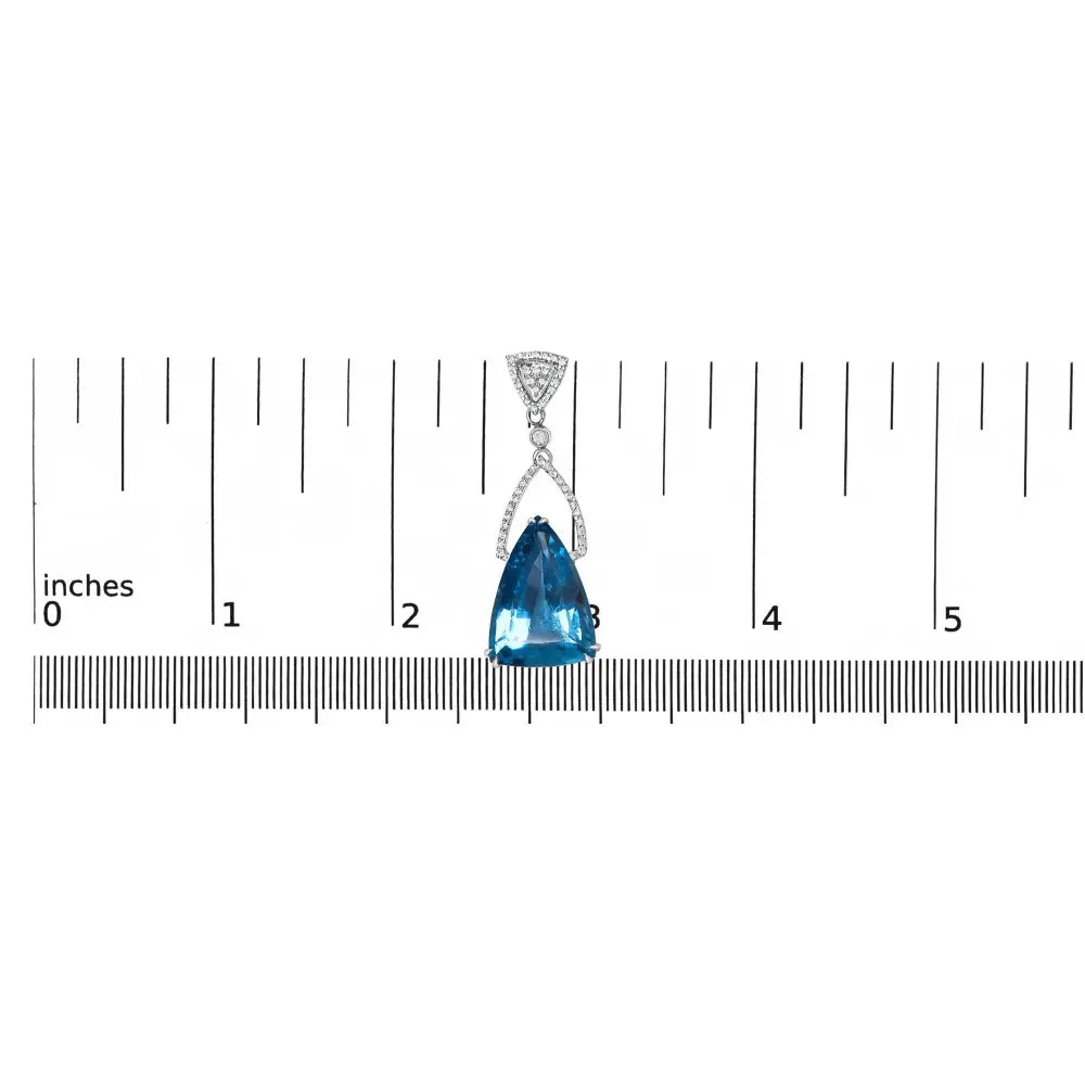 14k White Gold Earrings 4/5 Cttw Diamond and 18x11 Mm Trillion Cut Blue Topaz Drop Dangle (f-g Color Vs2-si1 Clarity)