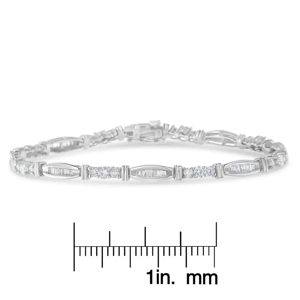 14k White Gold Geometric Pattern Diamond Tennis Bracelet (3 Cttw H-i Color Si2-i1 Clarity) - Fine Jewelry us Direct