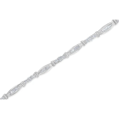 14k White Gold Geometric Pattern Diamond Tennis Bracelet (3 Cttw H-i Color Si2-i1 Clarity) - Fine Jewelry us Direct