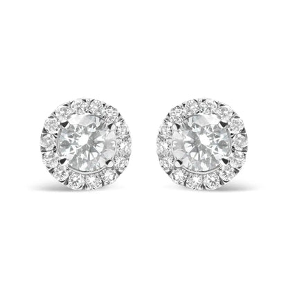 14k White Gold Lab Grown Diamond Solitaire Stud Earrings with Halo (2.00 Cttw F-g Color Vs2-si1 Clarity - Fine Jewelry