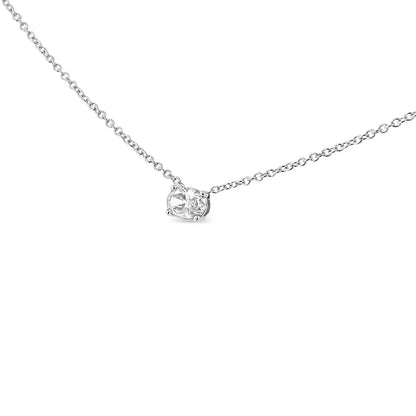 14k White Gold Lab Grown Oval Solitaire Diamond East West 18’’ Pendant Necklace (f-g Color Vs2-si1 Clarity) - Fine