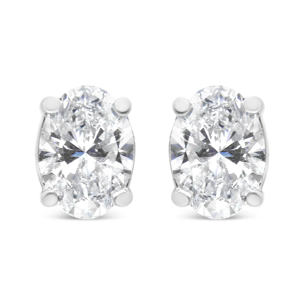 14k White Gold Lab Grown Oval Solitaire Diamond Stud Earrings (f-g Color Vs2-si1 Clarity) - Fine Jewelry us Direct