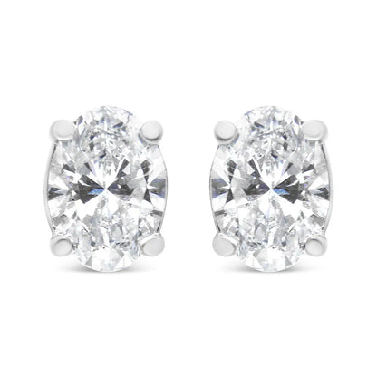 14k White Gold Lab Grown Oval Solitaire Diamond Stud Earrings (f-g Color Vs2-si1 Clarity) - Fine Jewelry us Direct