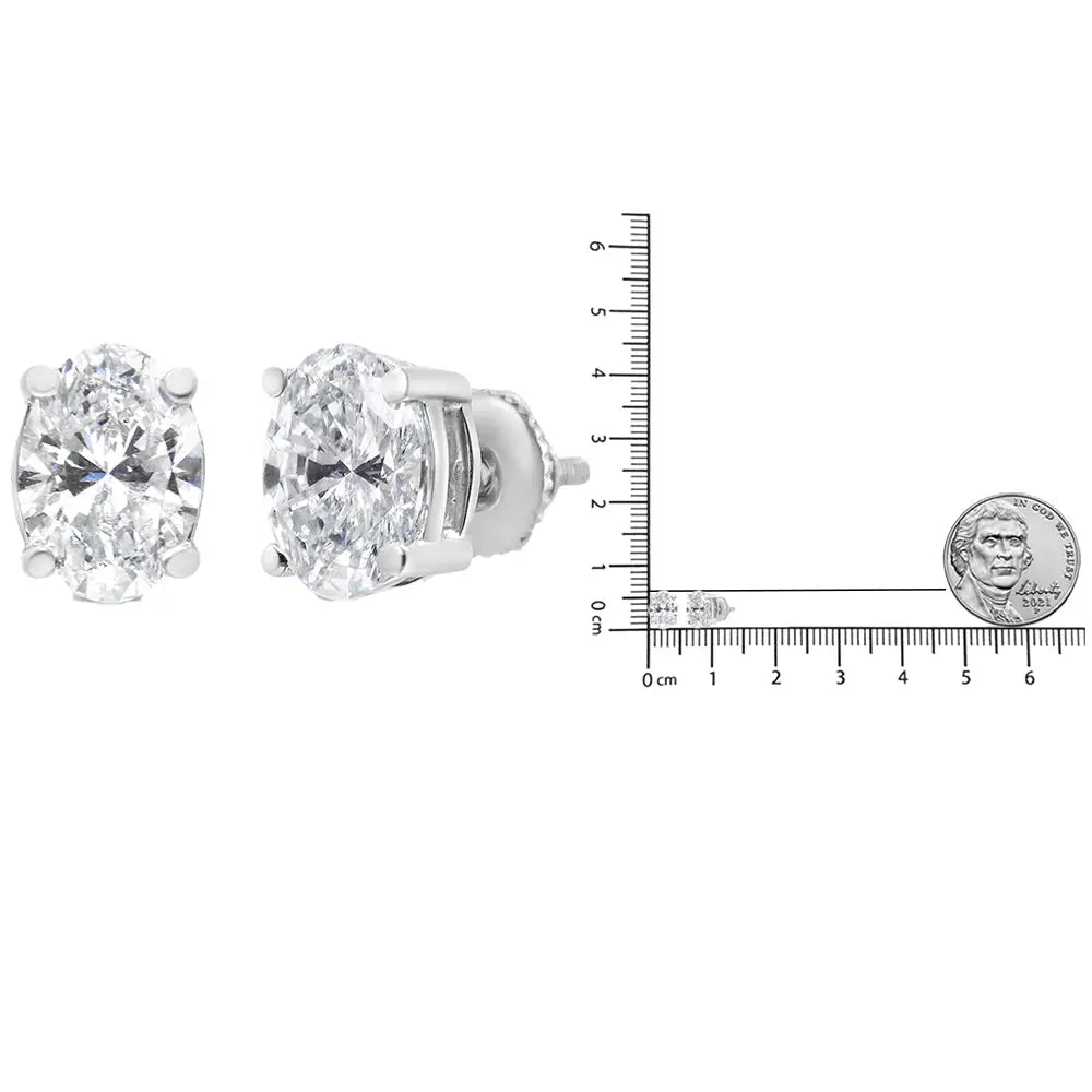 14k White Gold Lab Grown Oval Solitaire Diamond Stud Earrings (f-g Color Vs2-si1 Clarity) - Fine Jewelry us Direct