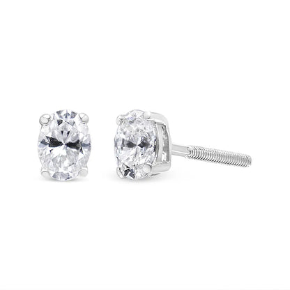 14k White Gold Lab Grown Oval Solitaire Diamond Stud Earrings (f-g Color Vs2-si1 Clarity) - Fine Jewelry us Direct