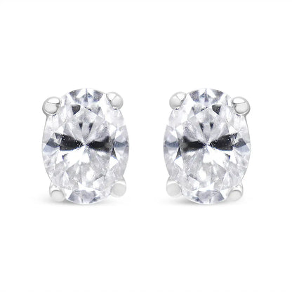 14k White Gold Lab Grown Oval Solitaire Diamond Stud Earrings (f-g Color Vs2-si1 Clarity) - Fine Jewelry us Direct