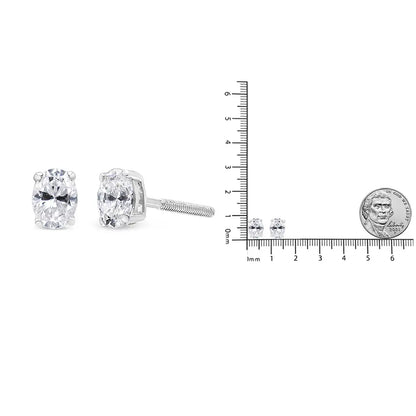 14k White Gold Lab Grown Oval Solitaire Diamond Stud Earrings (f-g Color Vs2-si1 Clarity) - Fine Jewelry us Direct