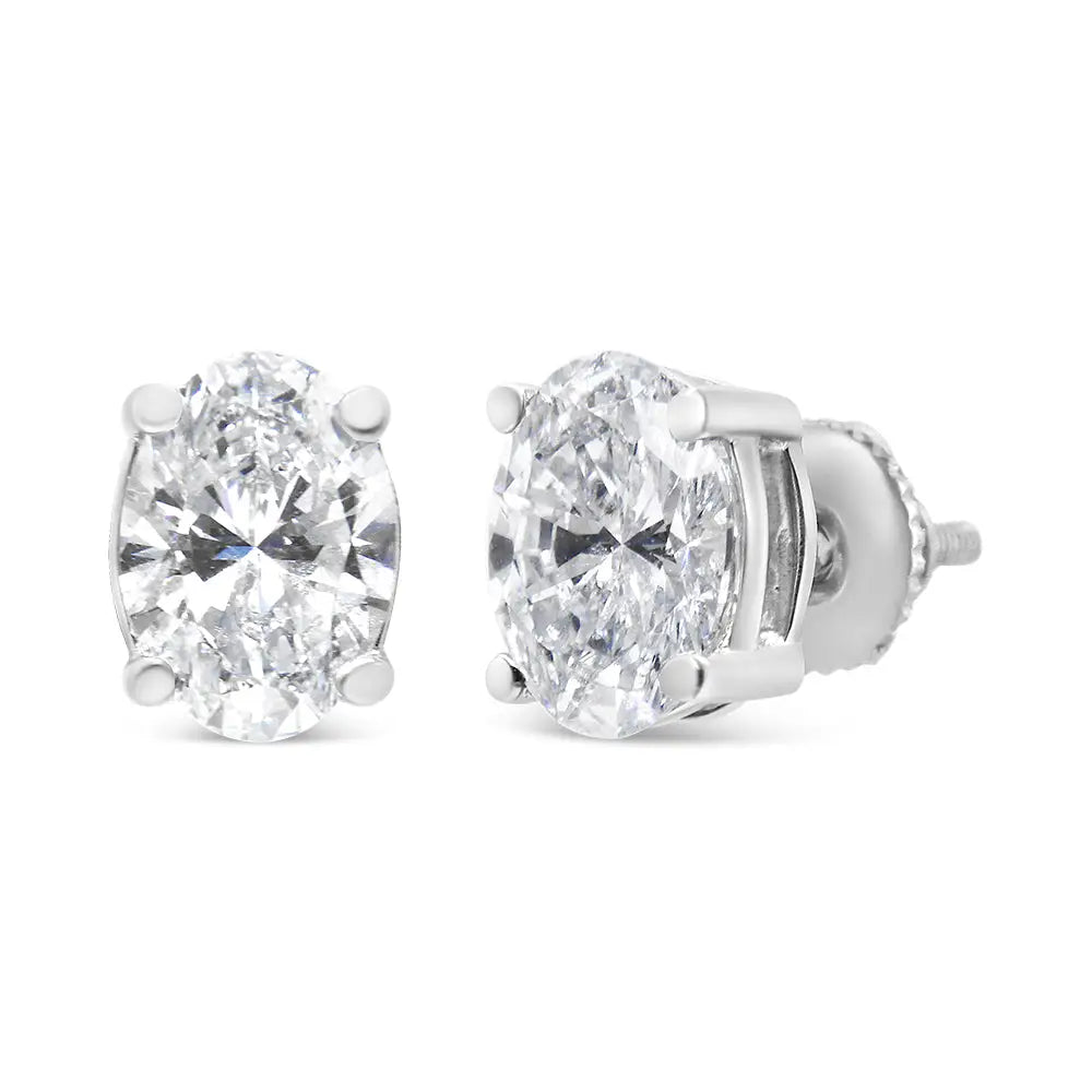 14k White Gold Lab Grown Oval Solitaire Diamond Stud Earrings (f-g Color Vs2-si1 Clarity) - Fine Jewelry us Direct