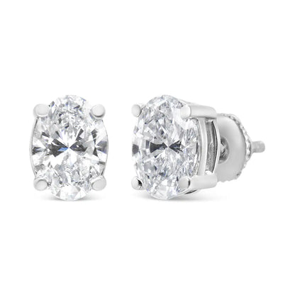 14k White Gold Lab Grown Oval Solitaire Diamond Stud Earrings (f-g Color Vs2-si1 Clarity) - Fine Jewelry us Direct