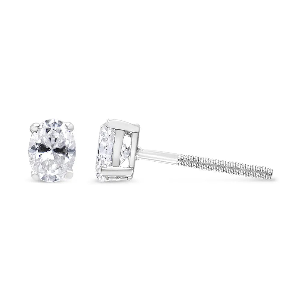 14k White Gold Lab Grown Oval Solitaire Diamond Stud Earrings (f-g Color Vs2-si1 Clarity) - Fine Jewelry us Direct