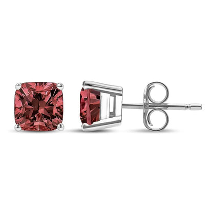 14k White Gold Lab Grown Pink Cushion 4-prong Set Classic Diamond Solitaire Stud Earrings (pink Color Vs1-vs2 Clarity)