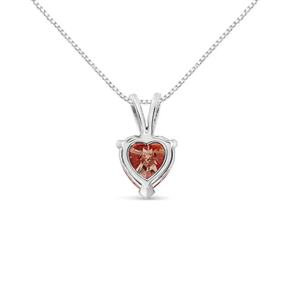 14k White Gold 1.00 Cttw Lab-grown Pink Heart Diamond Pendant Necklace 18’’