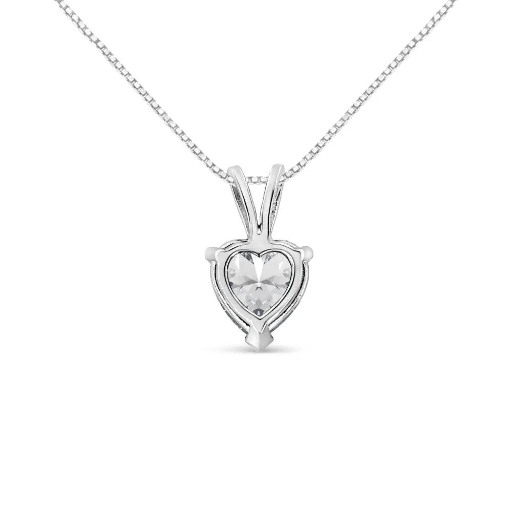 14k White Gold Martini Set 1.00 Cttw Lab Grown Heart Diamond Solitaire 18’’ Pendant Necklace (f-g Color Vs1-vs2