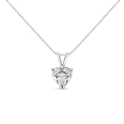 14k White Gold Martini Set 1.00 Cttw Lab Grown Heart Diamond Solitaire 18’’ Pendant Necklace (f-g Color Vs1-vs2