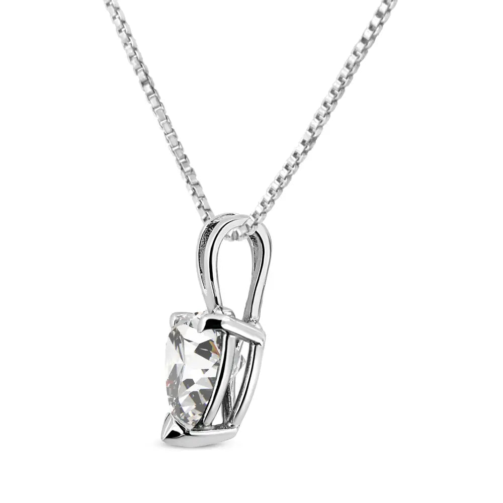 14k White Gold Martini Set 1.00 Cttw Lab Grown Heart Diamond Solitaire 18’’ Pendant Necklace (f-g Color Vs1-vs2