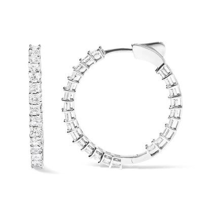 14k White Gold Natural Princess Cut Diamond Inside out Hoop Earrings (g-h Color Si2-i1 Clarity) - Fine Jewelry us Direct