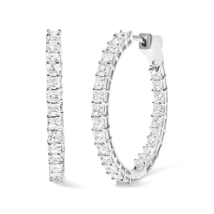 14k White Gold Natural Princess Cut Diamond Inside out Hoop Earrings (g-h Color Si2-i1 Clarity) - Fine Jewelry us Direct