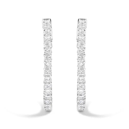 14k White Gold Natural Princess Cut Diamond Inside out Hoop Earrings (g-h Color Si2-i1 Clarity) - Fine Jewelry us Direct