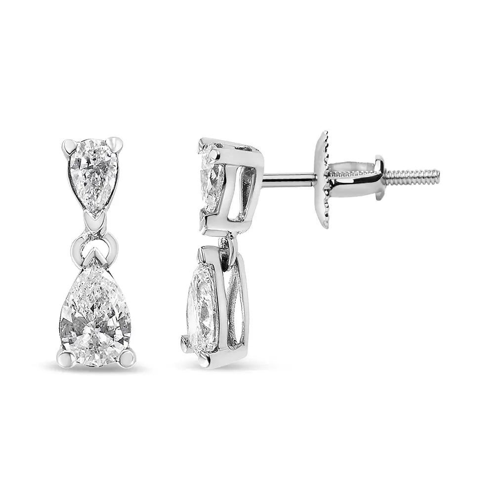 14k White Gold Pear Shape Lab Grown Diamond Dangle Stud Earrings (g-h Color Vs2-si1 Clarity) - 0.5 - Fine Jewelry