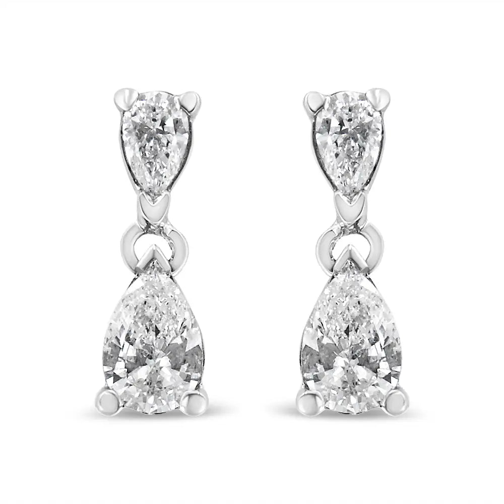 14k White Gold Pear Shape Lab Grown Diamond Dangle Stud Earrings (g-h Color Vs2-si1 Clarity) - 0.5 - Fine Jewelry