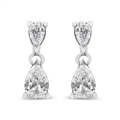 14k White Gold Pear Shape Lab Grown Diamond Dangle Stud Earrings (g-h Color Vs2-si1 Clarity) - 0.5 - Fine Jewelry