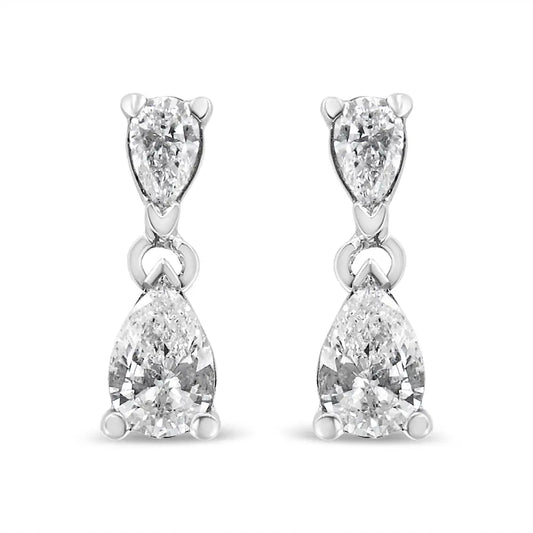 14k White Gold Pear Shape Lab Grown Diamond Dangle Stud Earrings (g-h Color Vs2-si1 Clarity) - 0.5 - Fine Jewelry