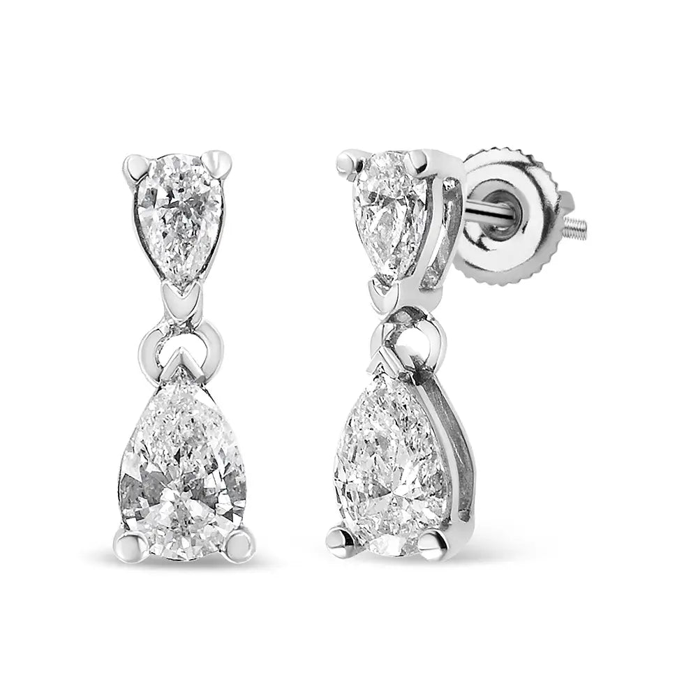 14k White Gold Pear Shape Lab Grown Diamond Dangle Stud Earrings (g-h Color Vs2-si1 Clarity) - 0.5 - Fine Jewelry