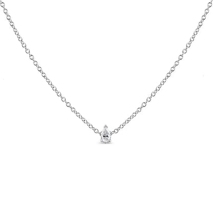 14k White Gold Pear Shape Lab Grown Diamond Solitaire Pendant Necklace (f-g Color Vs2-si1 Clarity) - Fine Jewelry