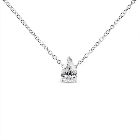 14k White Gold Pear Shape Lab Grown Diamond Solitaire Pendant Necklace (f-g Color Vs2-si1 Clarity) - Fine Jewelry