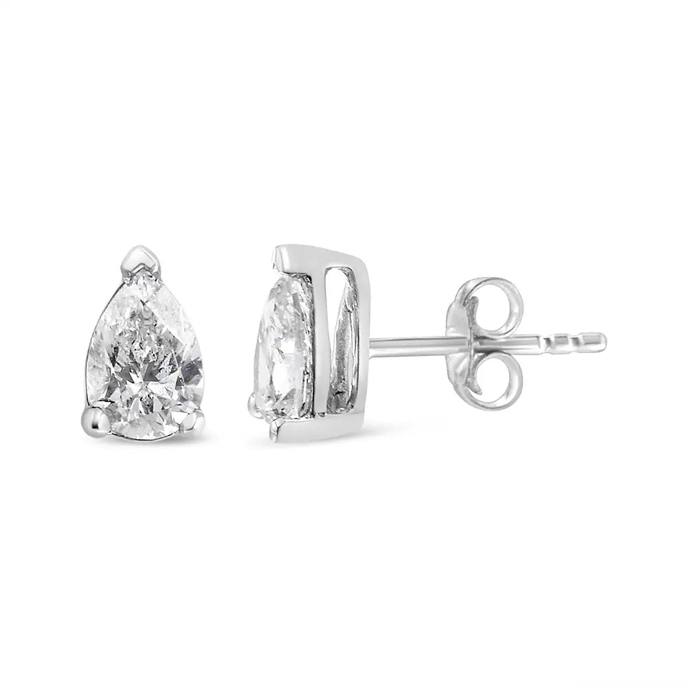 14k White Gold Pear Shape Solitaire Lab Grown Diamond Stud Earrings (f-g Color Vs2-si1 Clarity) - Fine Jewelry us Direct